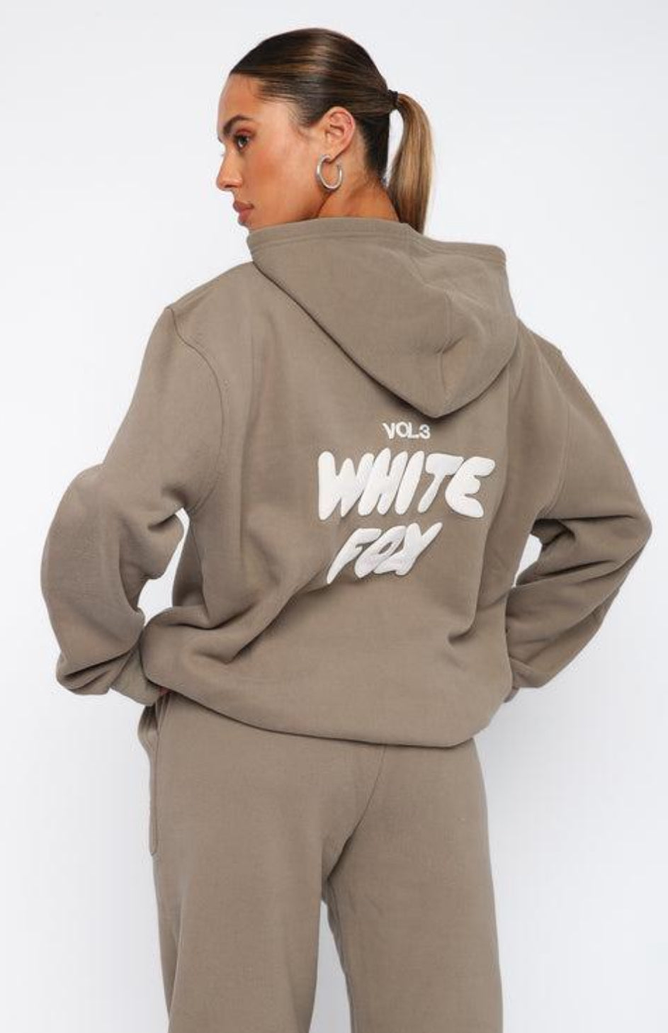 White Fox Hoodie Sweatpants SET Khaki
